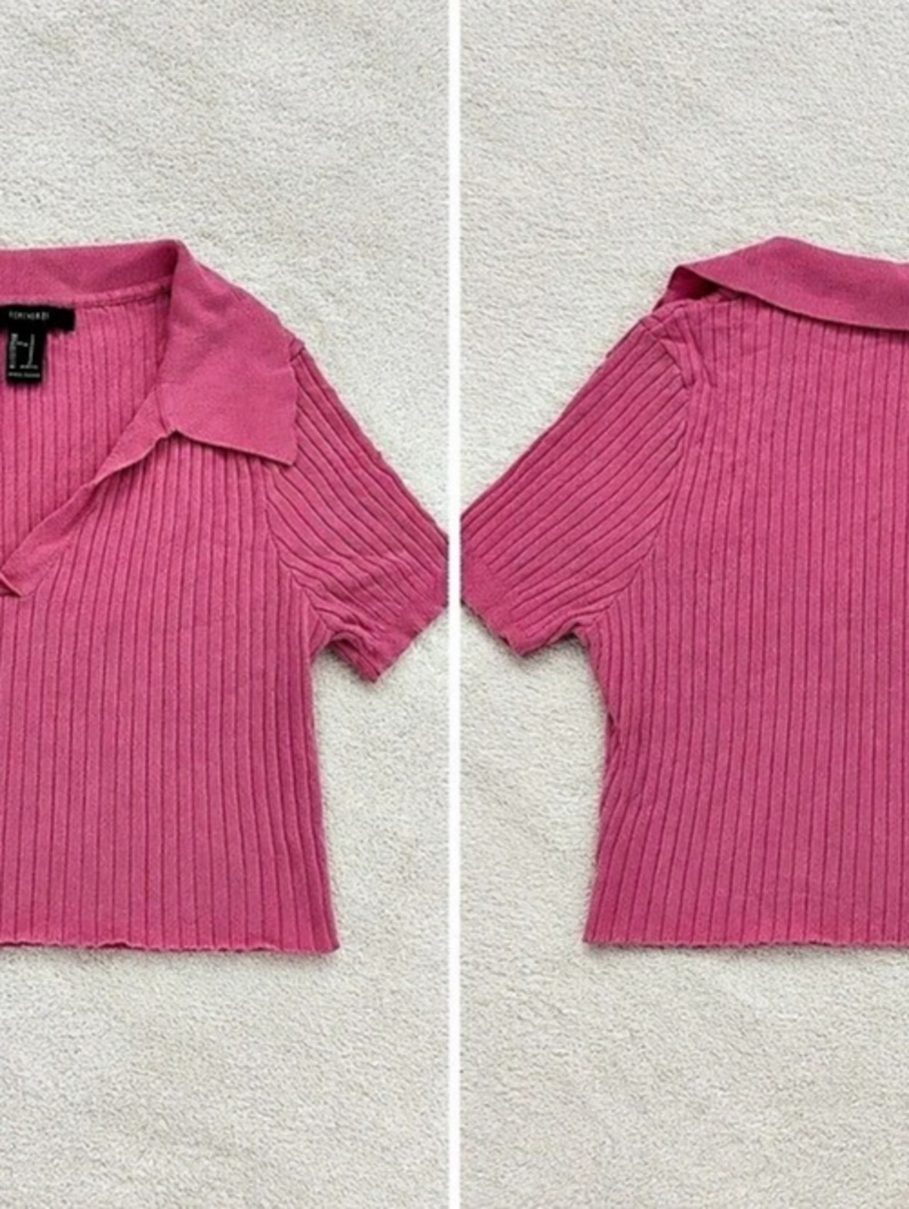 Forever 21 Ribbed Collared Top in Pink Size Medium Like New